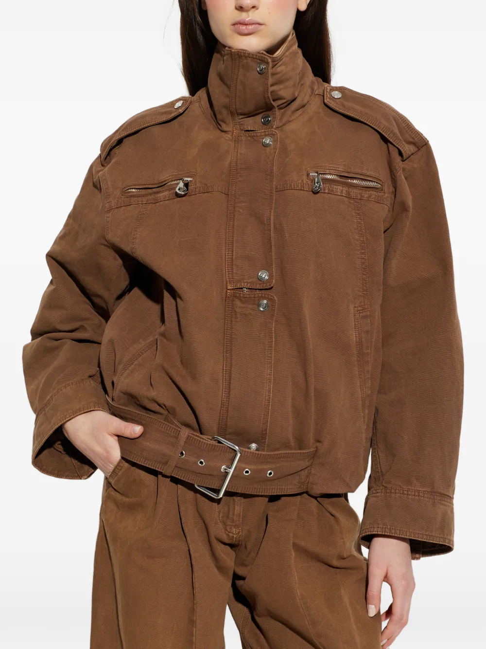  Blumarine Zipped Belted Jacket - Brown 