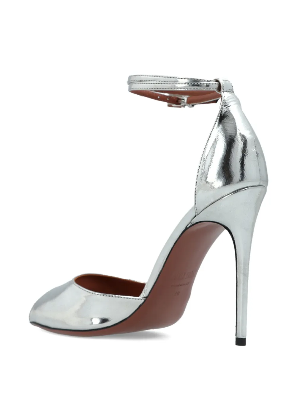 Paris Texas peep toe ankle strap pumps Zilver