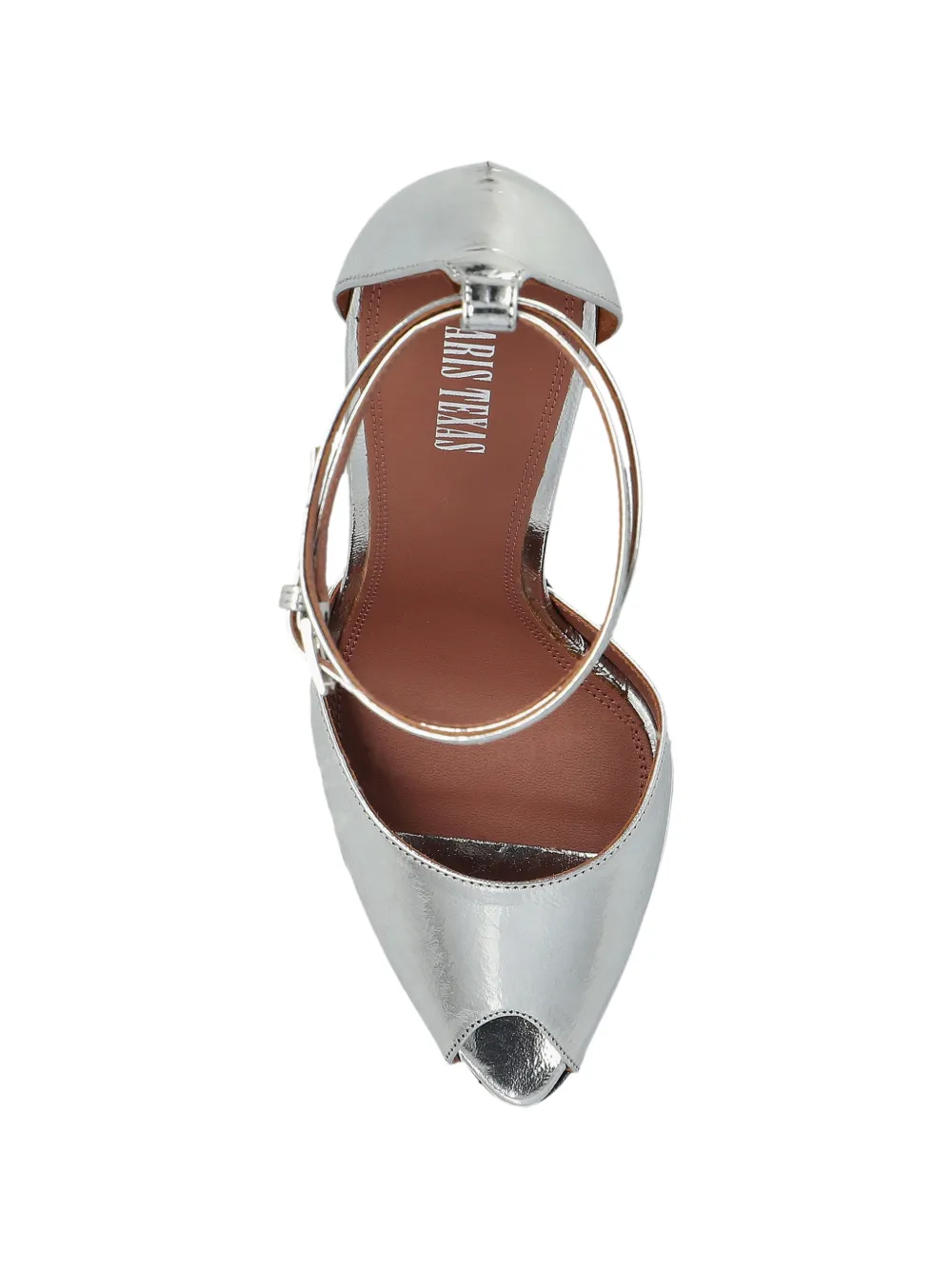 Paris Texas peep toe ankle strap pumps Zilver