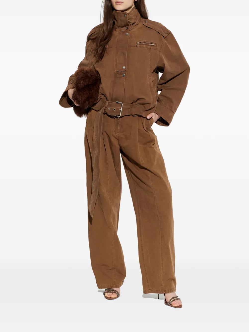 Blumarine Plooibroek met ceintuur Bruin