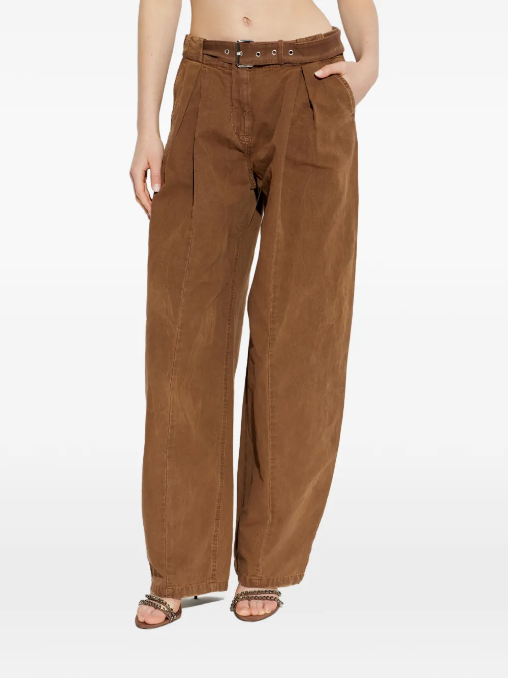 Blumarine Plooibroek met ceintuur Bruin