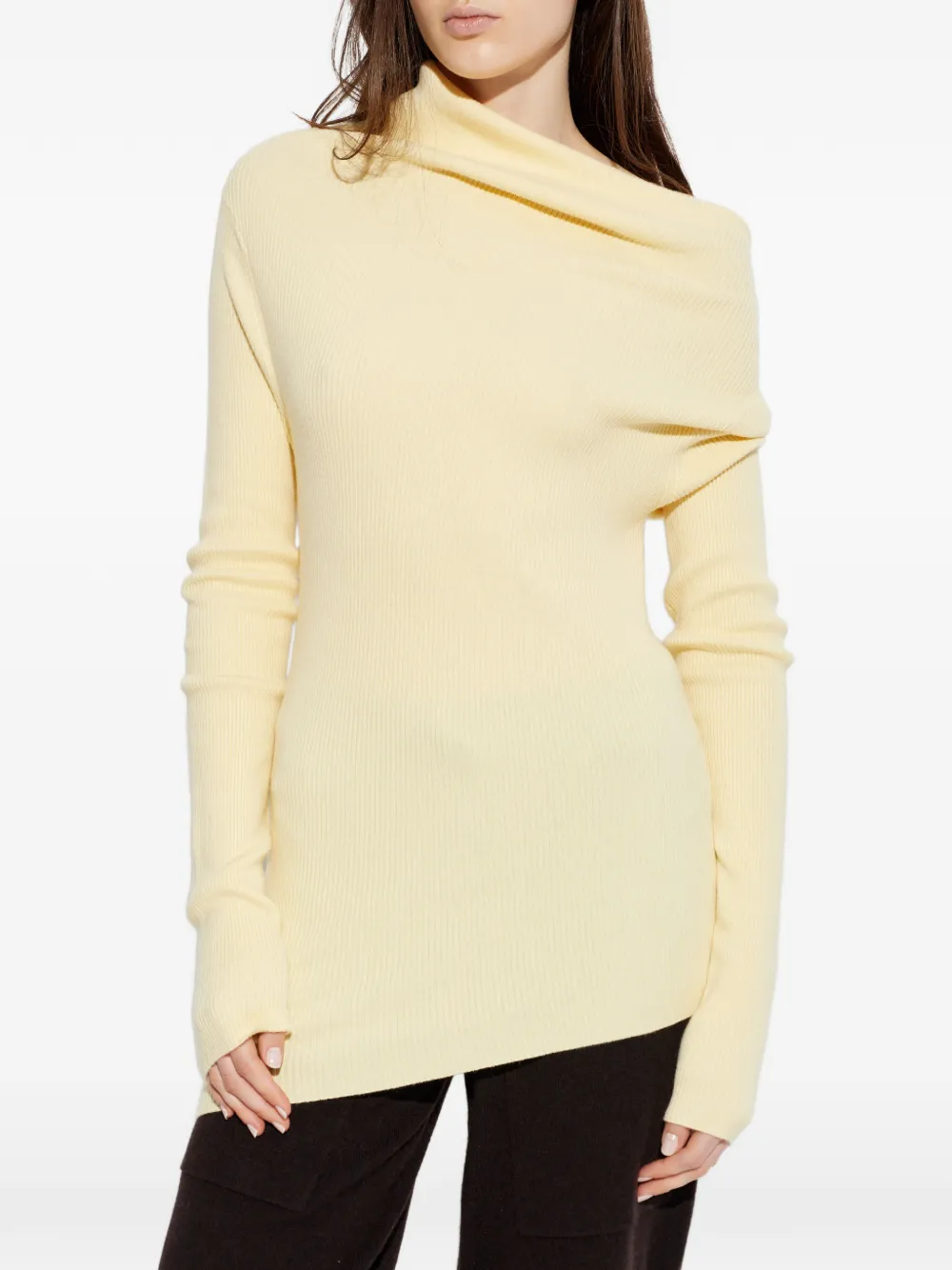  Lisa Yang Agie Draped Roll-neck Knitted Top - Yellow 