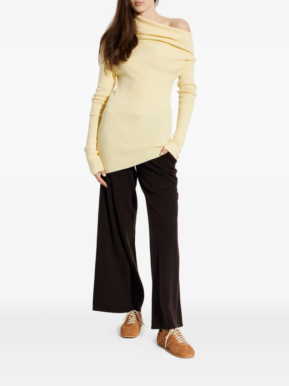  Lisa Yang Agie Draped Roll-neck Knitted Top - Yellow 