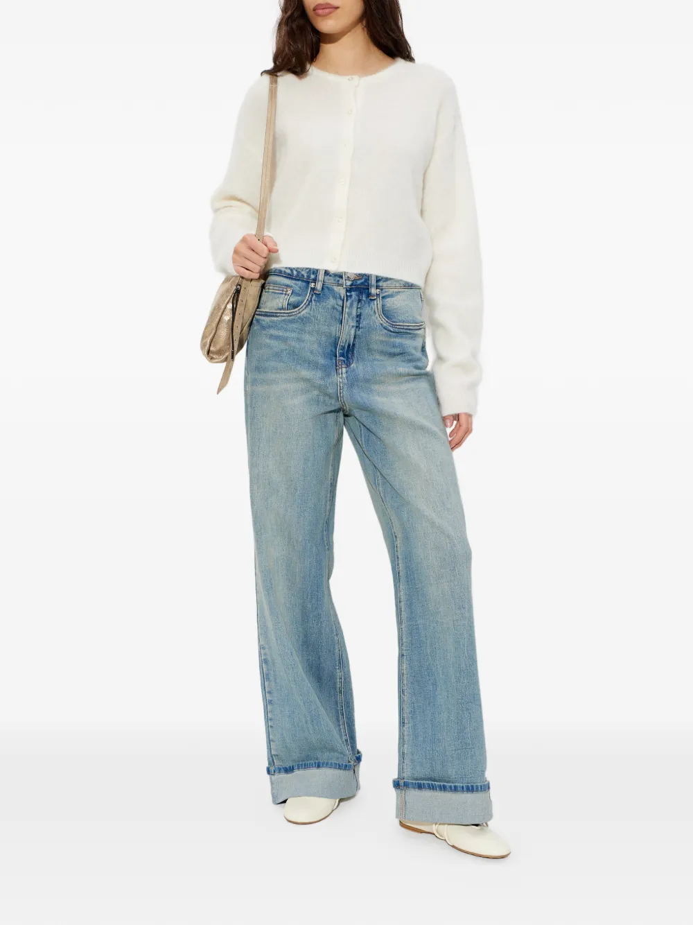  Gestuz Press-stud Cropped Cardigan - White 