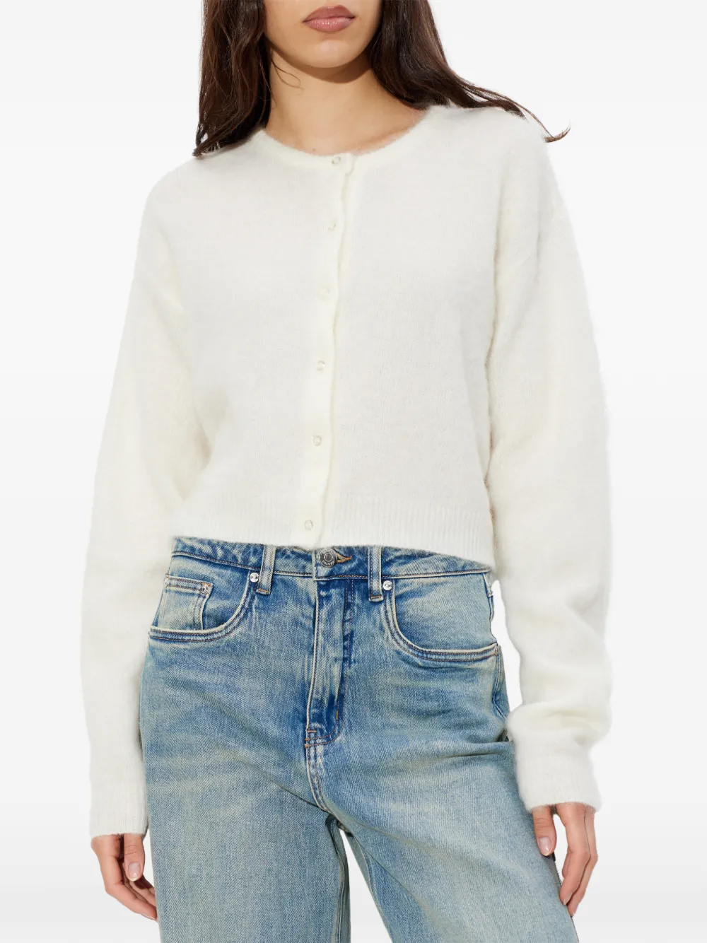  Gestuz Press-stud Cropped Cardigan - White 