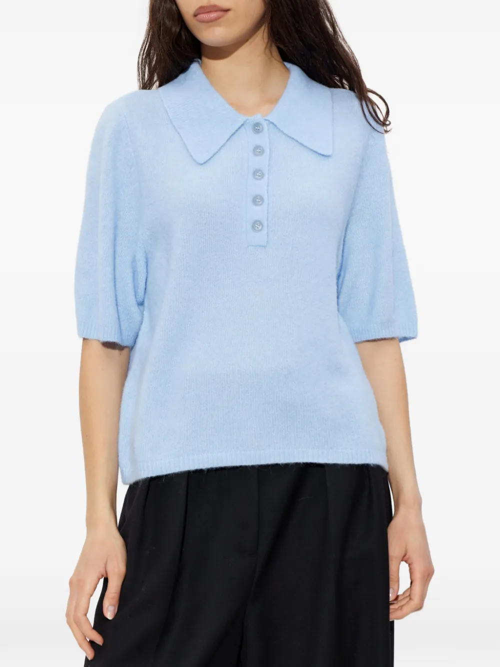  Gestuz Collared Polo Top - Blue 