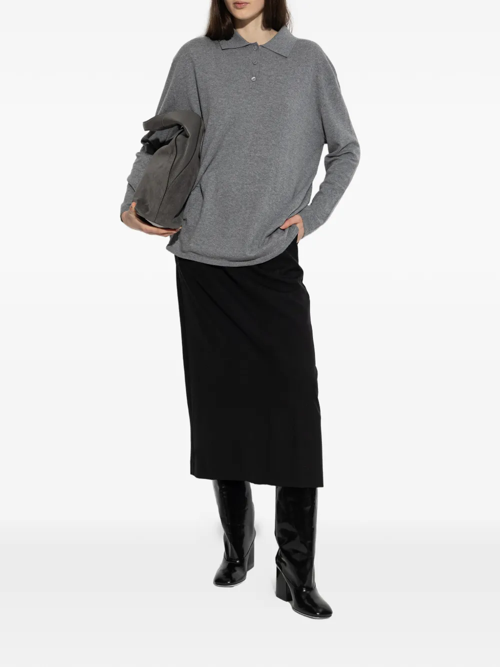  Lisa Yang Buttoned Polo Knitwear - Grey 