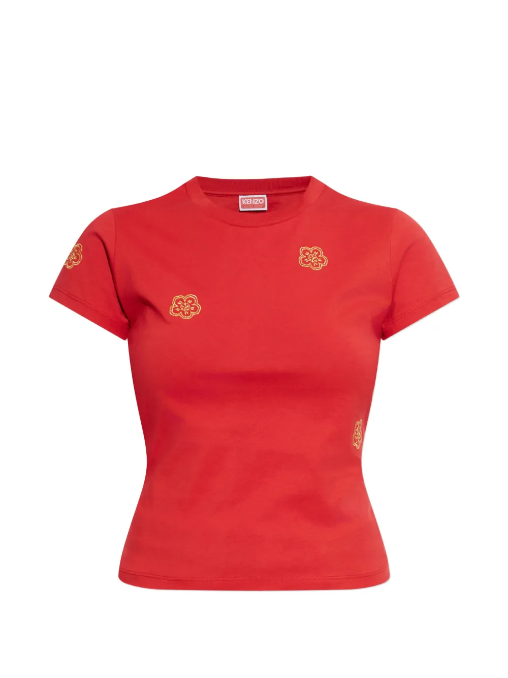 Kenzo floral-embroidered T-shirt - Rosso