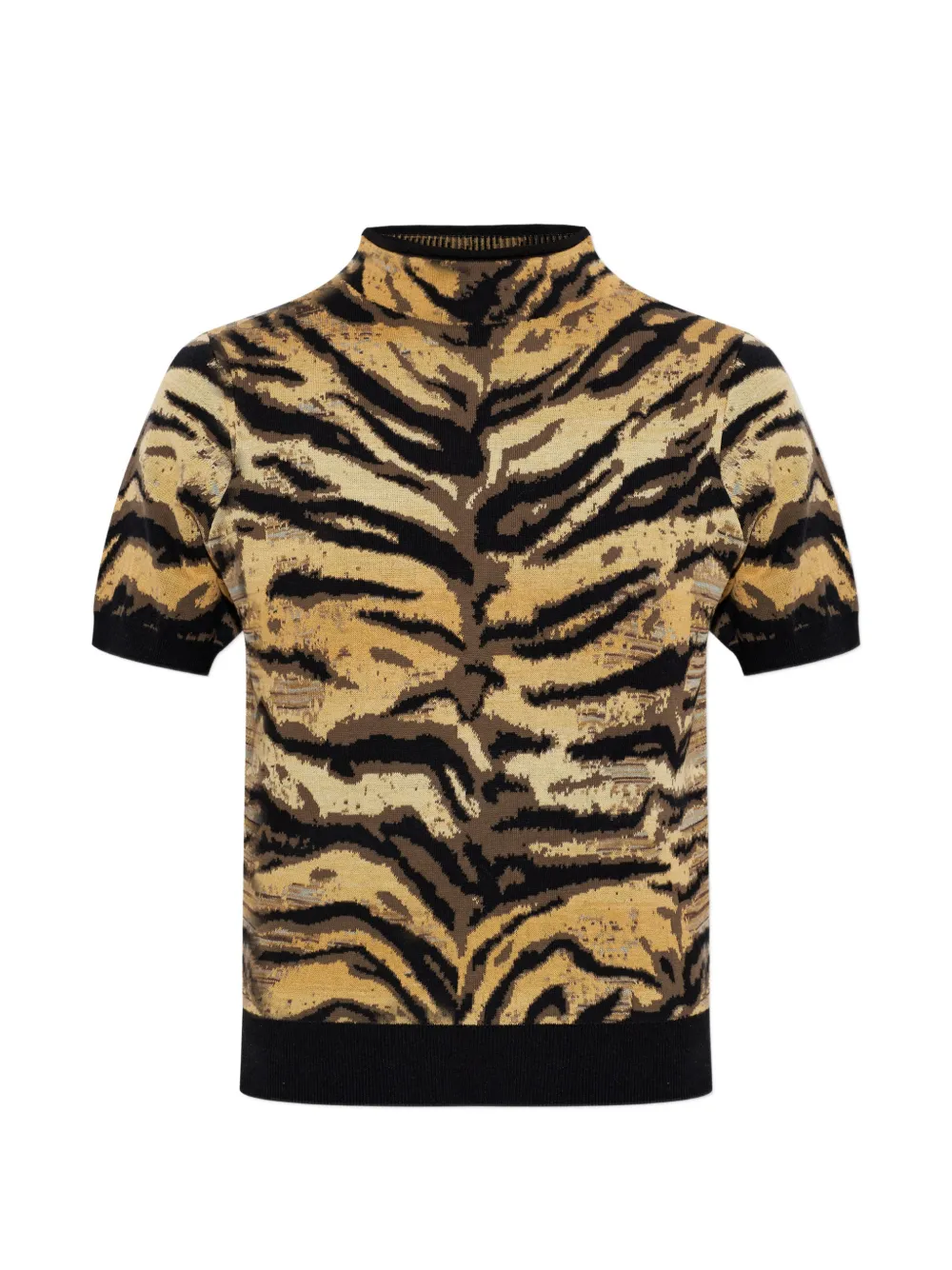 Kenzo tiger-print roll-neck T-shirt - Toni neutri