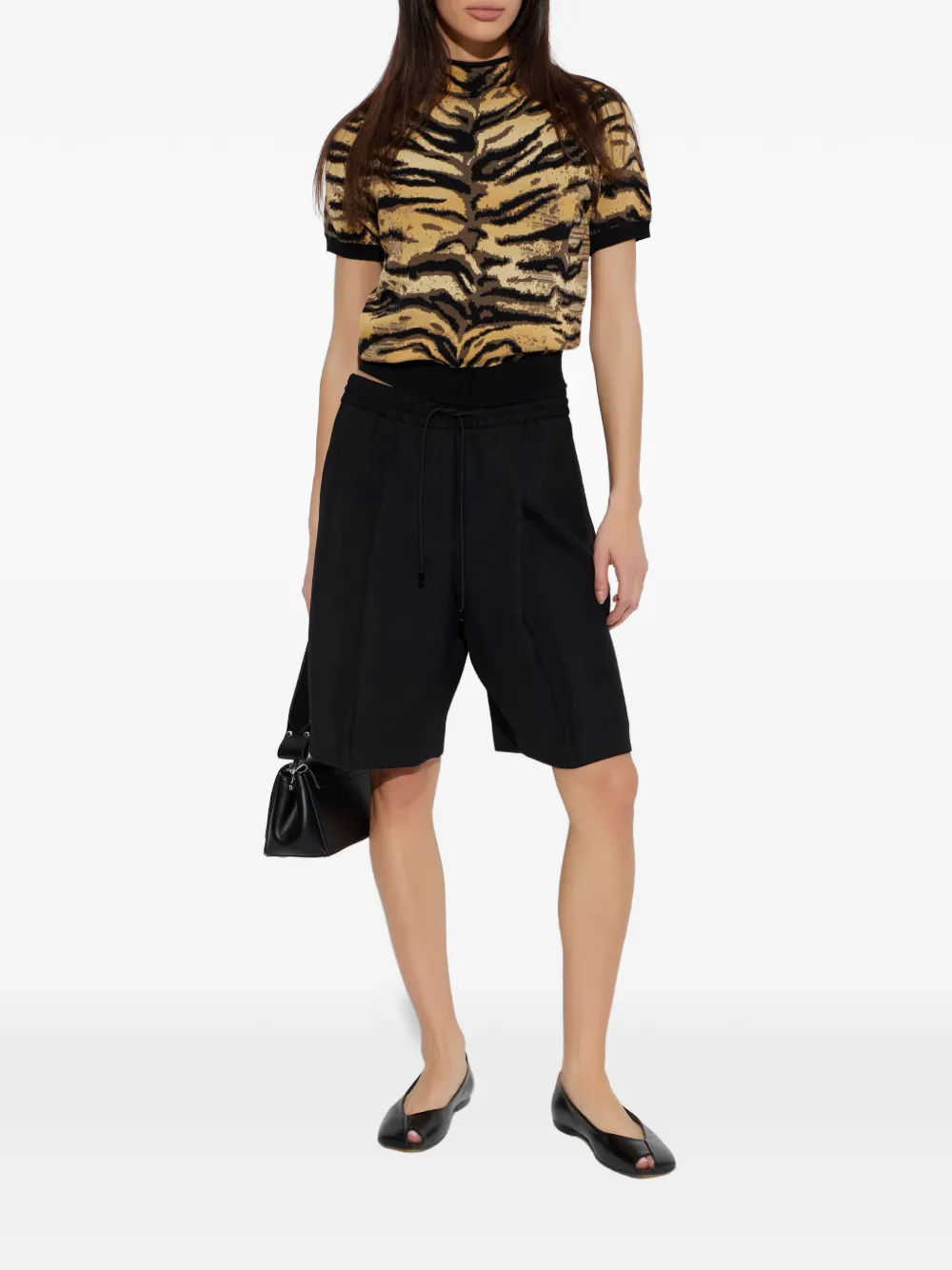  Kenzo Tiger-print Roll-neck T-shirt - Neutrals 