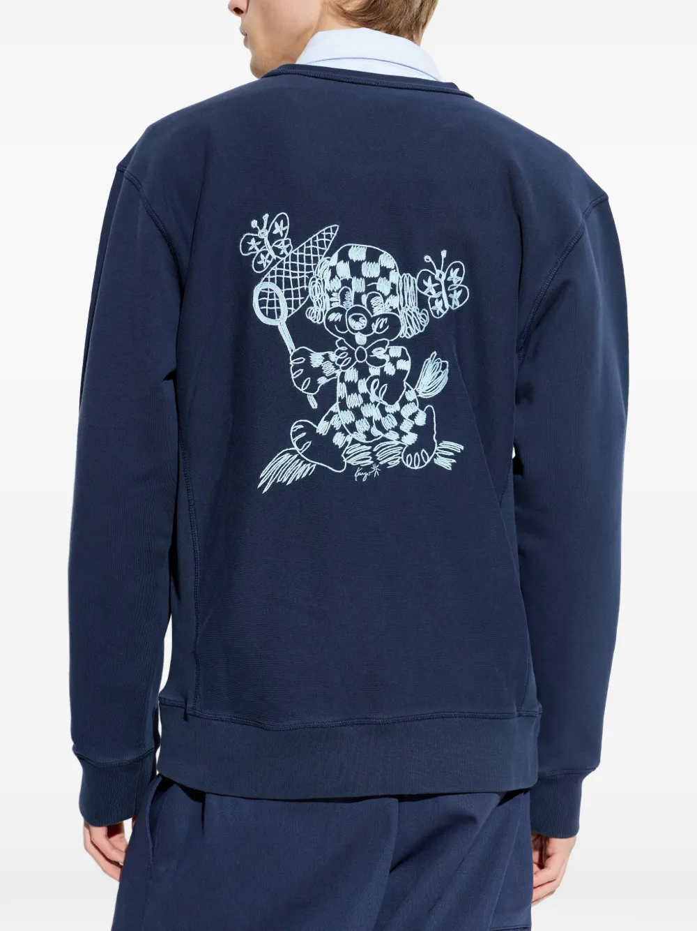 Kenzo Sweater met ronde hals en geborduurde strip Blauw