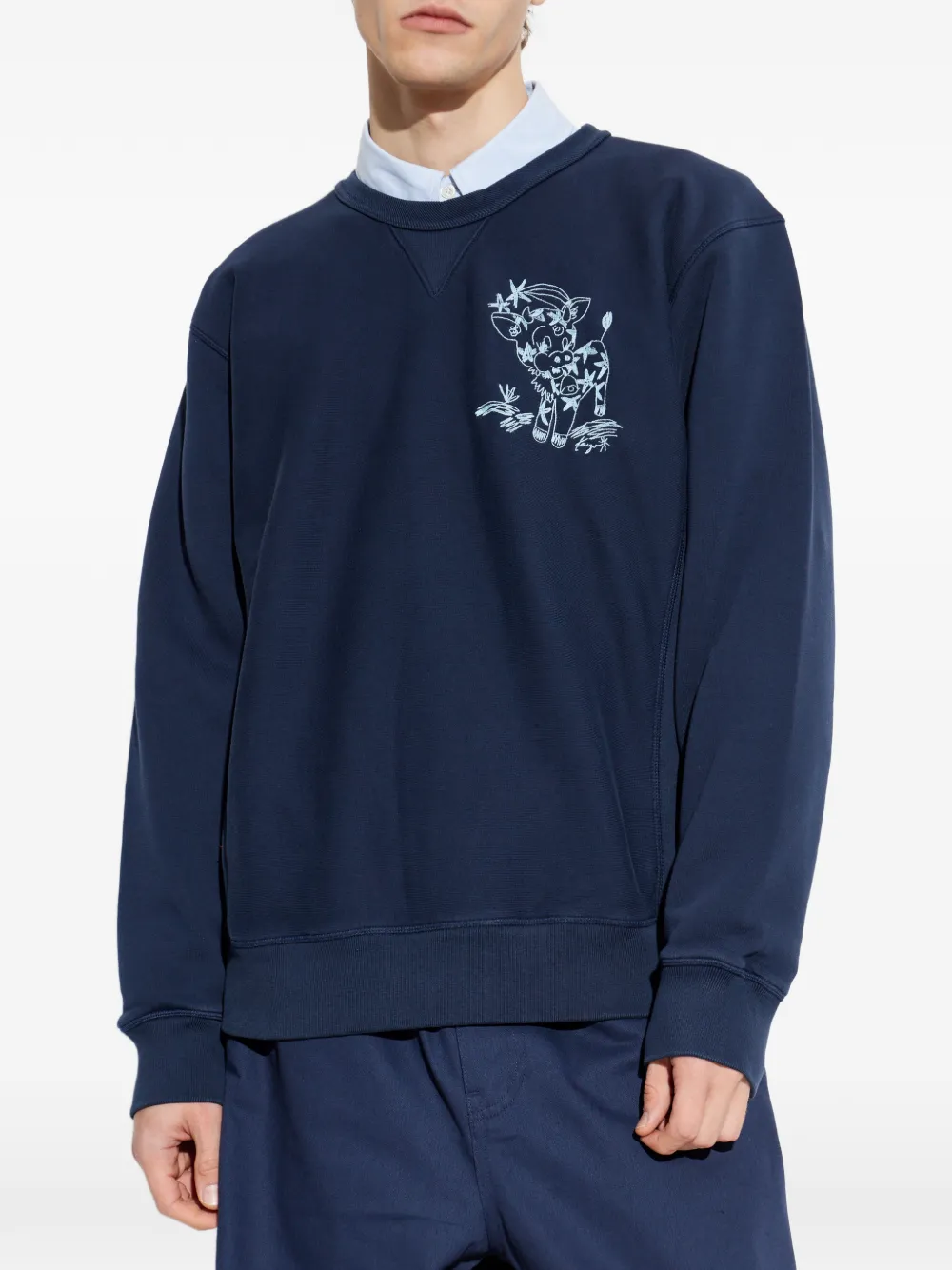 Kenzo Sweater met ronde hals en geborduurde strip Blauw