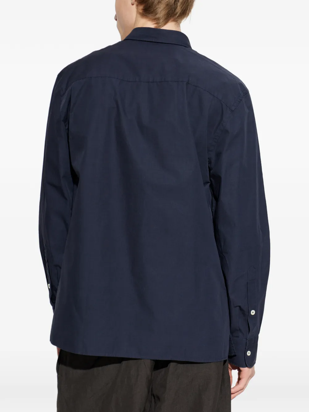 Officine Generale Overhemd met borstzak en knoopsluiting Blauw