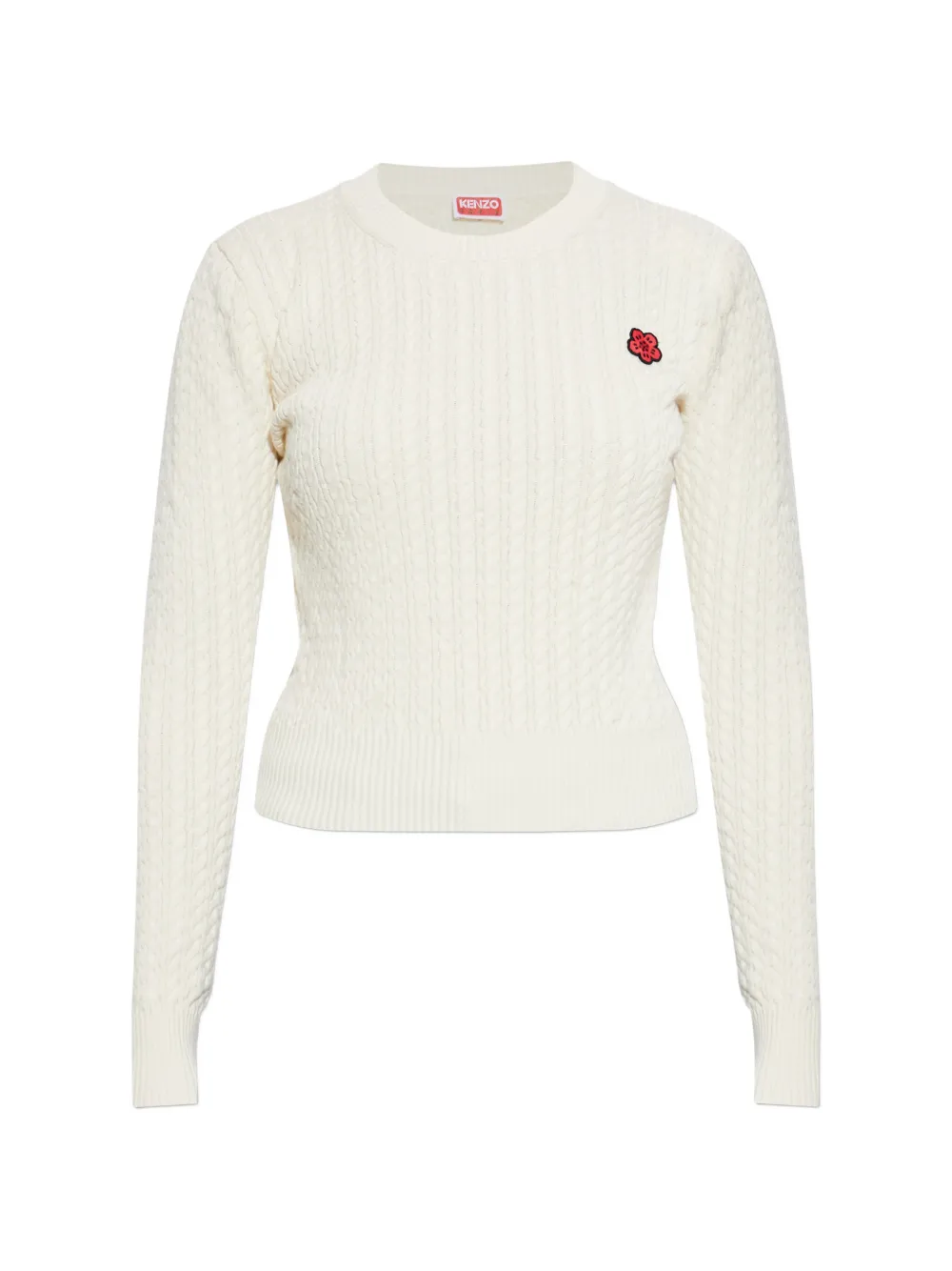 Kenzo cable-knit flower-patch sweater - Toni neutri
