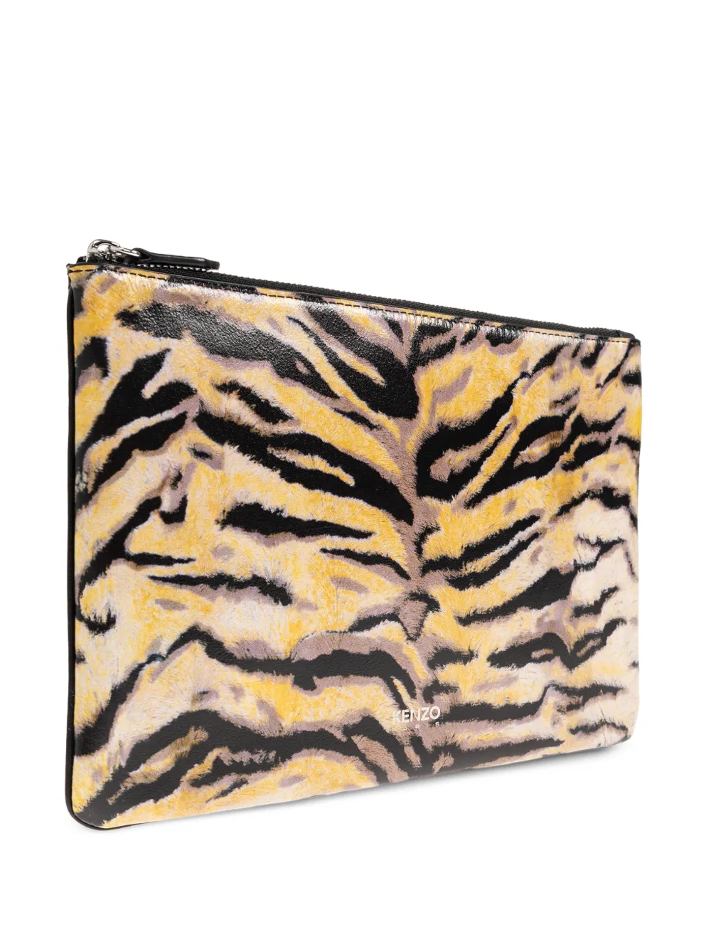 Kenzo Clutch met tijgerstreep en rits Geel
