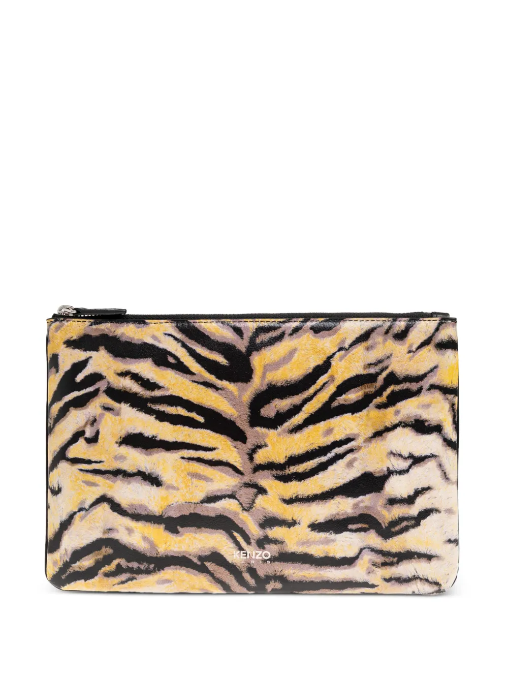 Kenzo Clutch met tijgerstreep en rits Geel