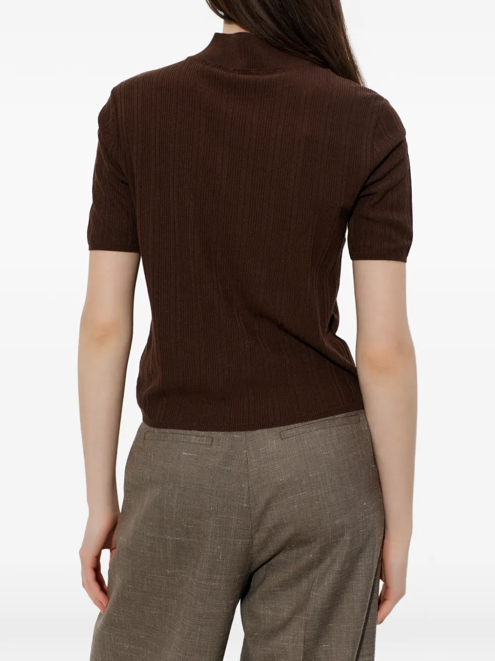 Officine Generale Geribbeld T-shirt Bruin