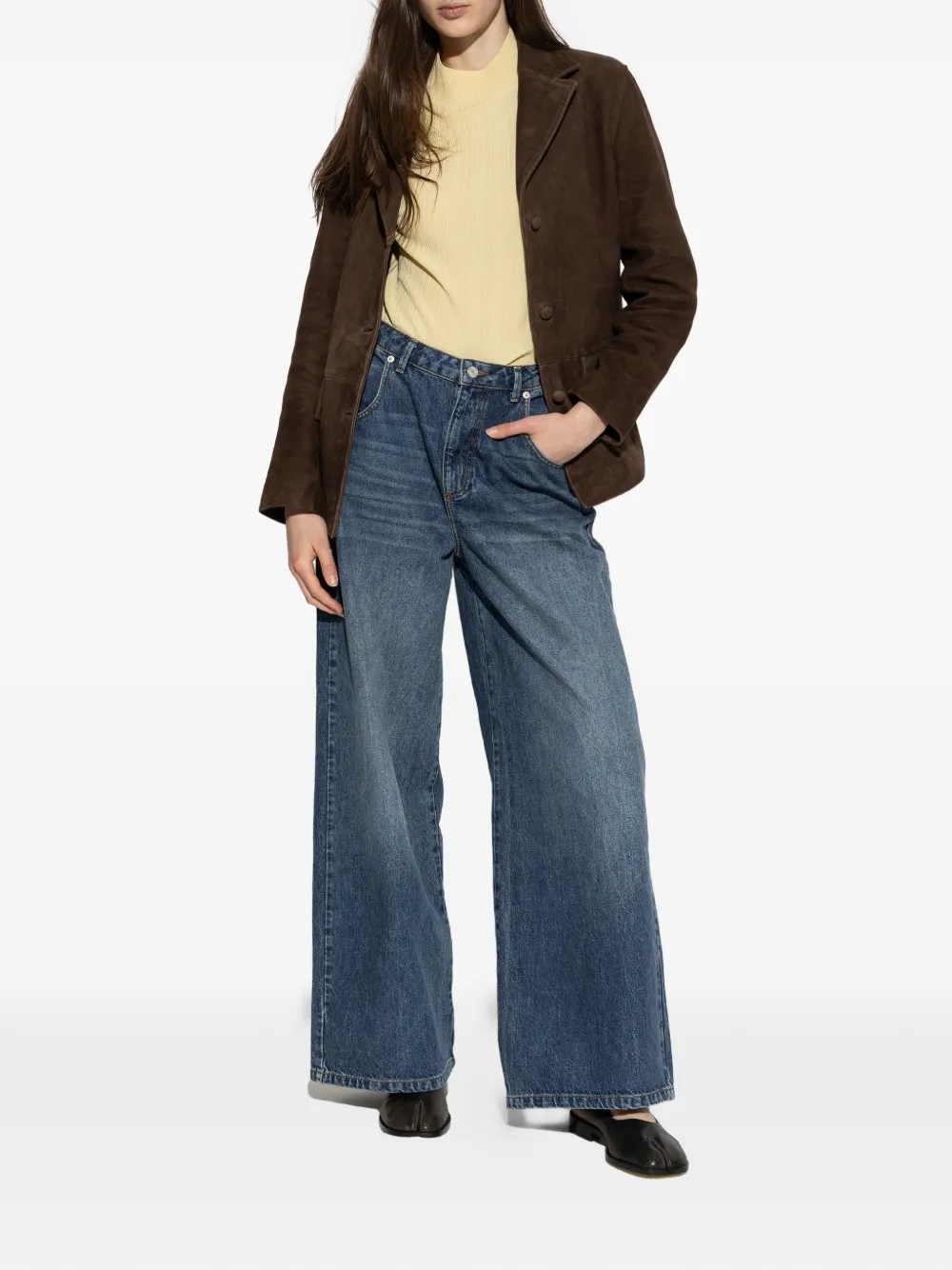 Officine Generale Mora jeans met wijde pijpen Blauw