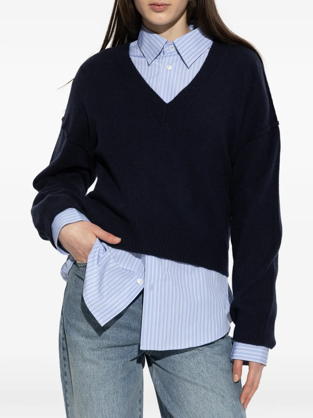  Officine Generale Misty V-neck Sweater - Blue 
