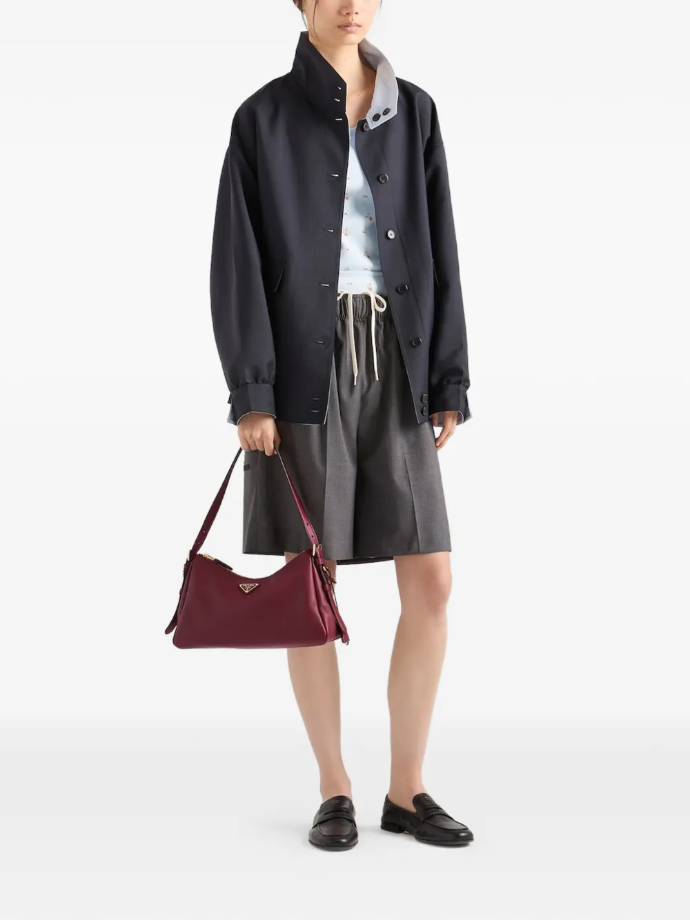 Prada Aimée medium suède schoudertas Rood