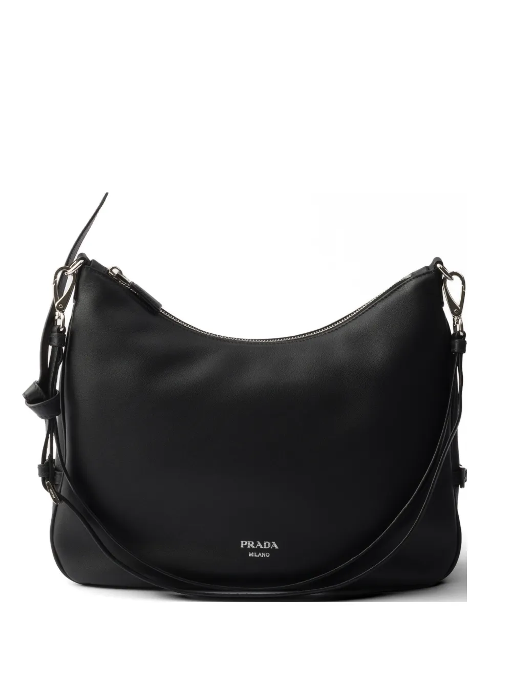 Prada large adjustable embossed shoulder bag - Schwarz