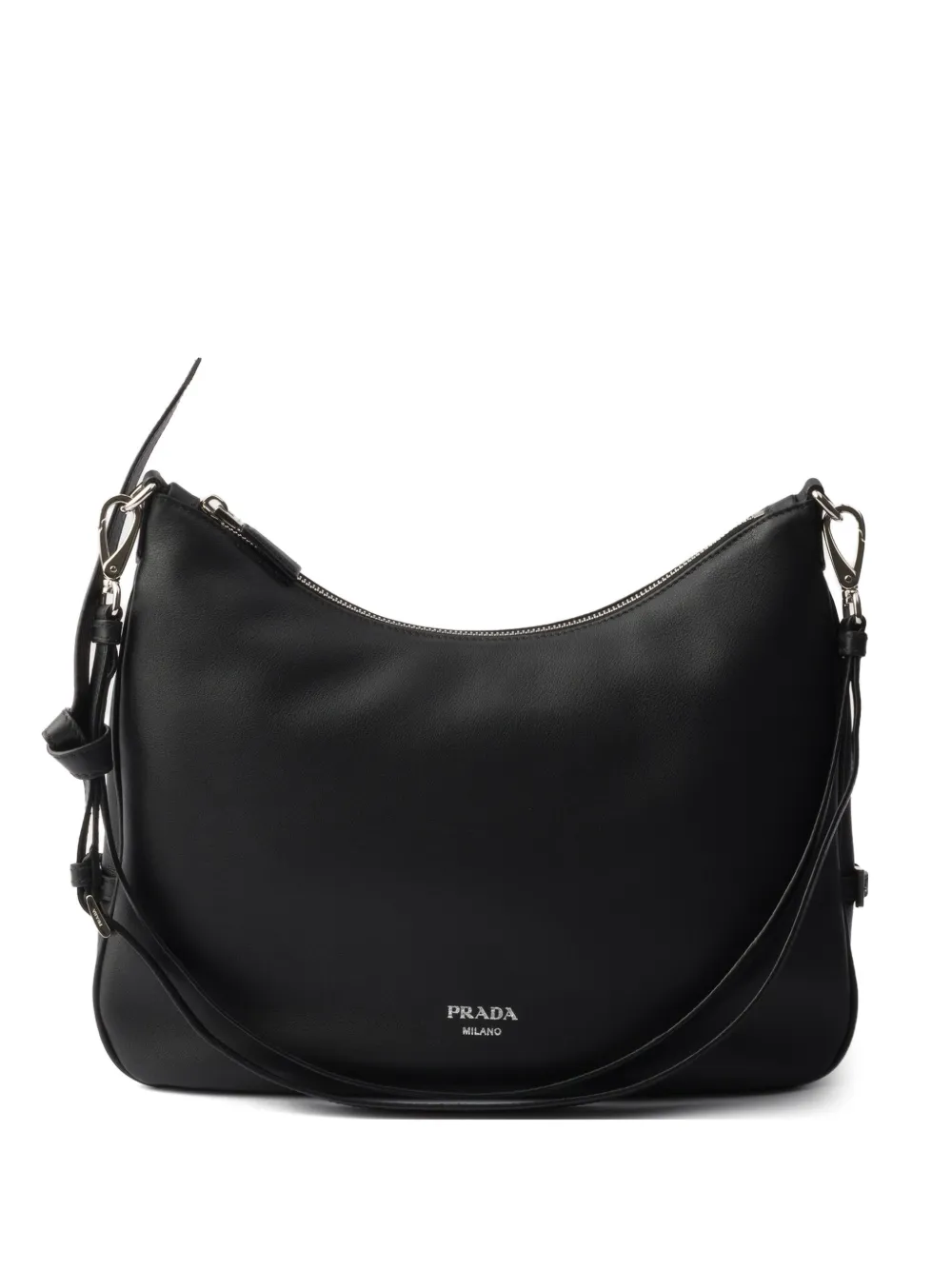 Prada large adjustable embossed shoulder bag - Nero