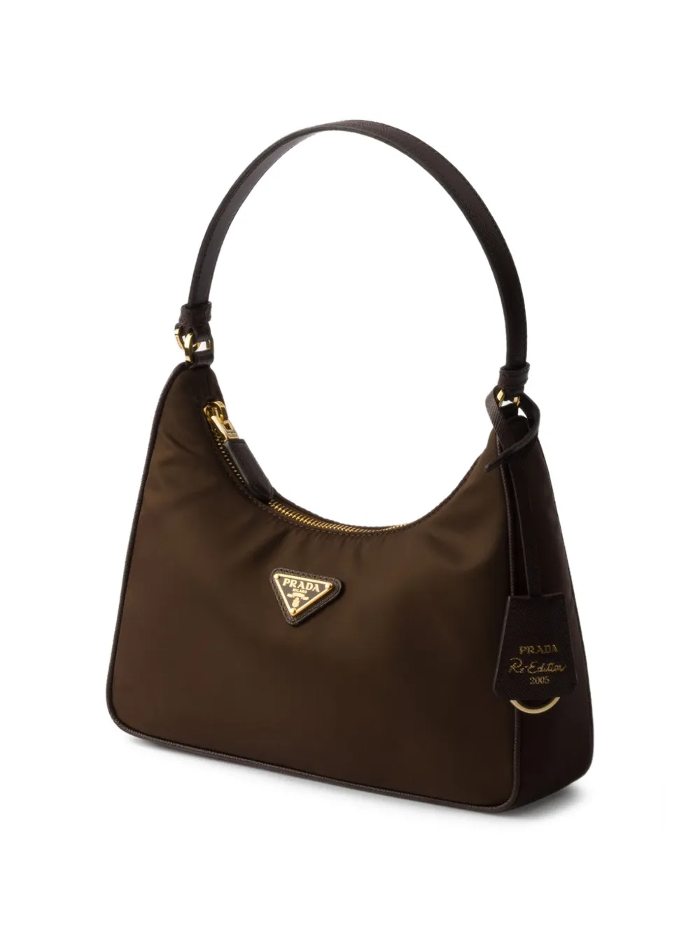 Prada Re-Edition 2005 kleine schoudertas met logodetail Bruin