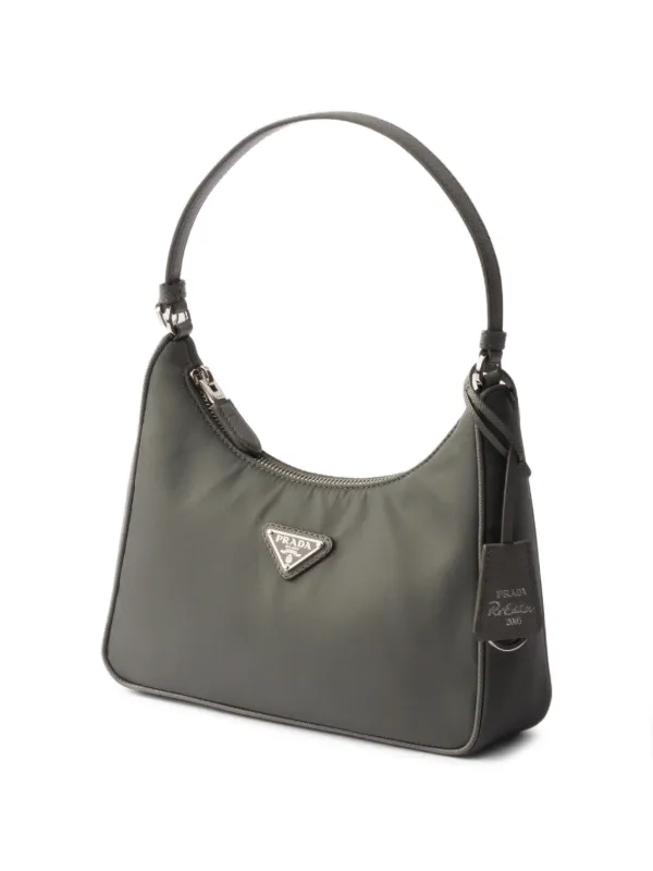 Prada Bolsa Tote Re-Edition 2005 Mini Com Zíper | Cinza | FARFETCH BR