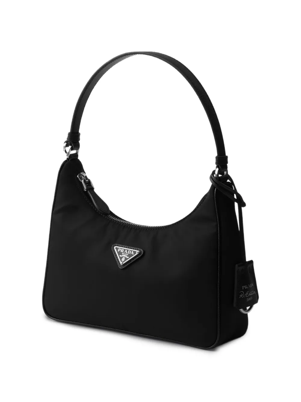 Prada 2005 Re-Edition mini-schoudertas met triangel-logo Zwart