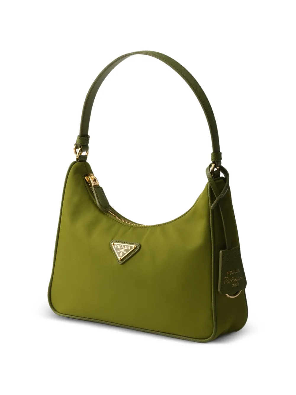 Prada Mini Re-Edition 2005 triangle-logo Shoulder Bag | Green