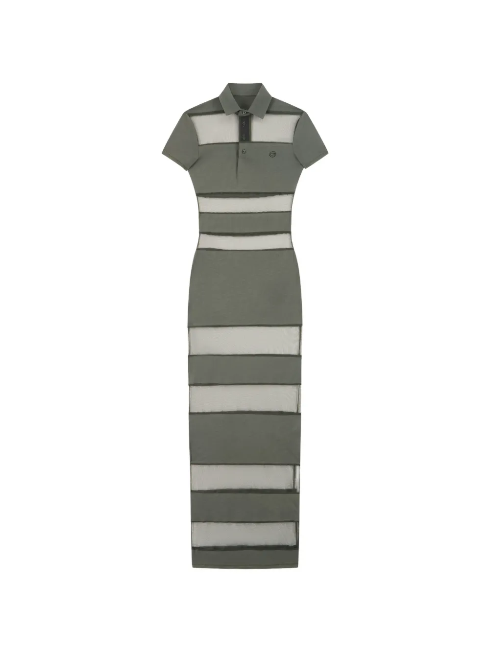 Coperni maxi sheer striped polo dress - Verde