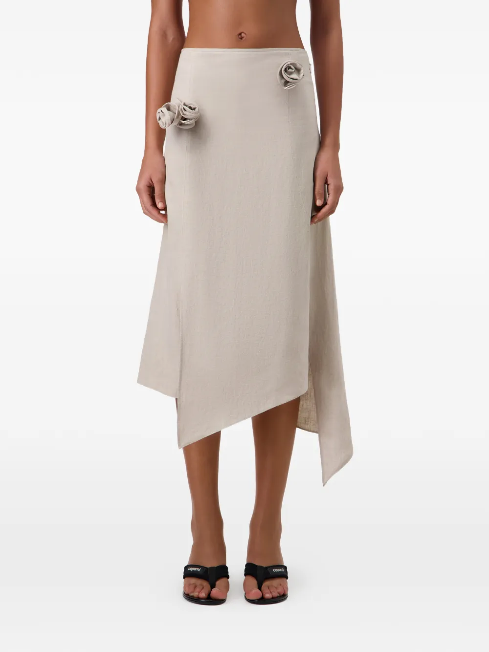 Coperni Asymmetrische midi-rok met bloemendetail Beige