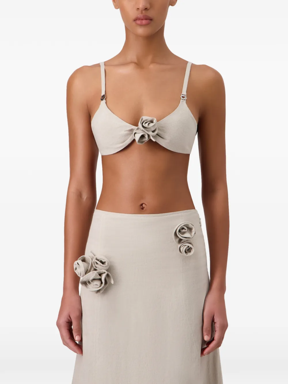 Coperni Flower gesmockte bikinitop Beige