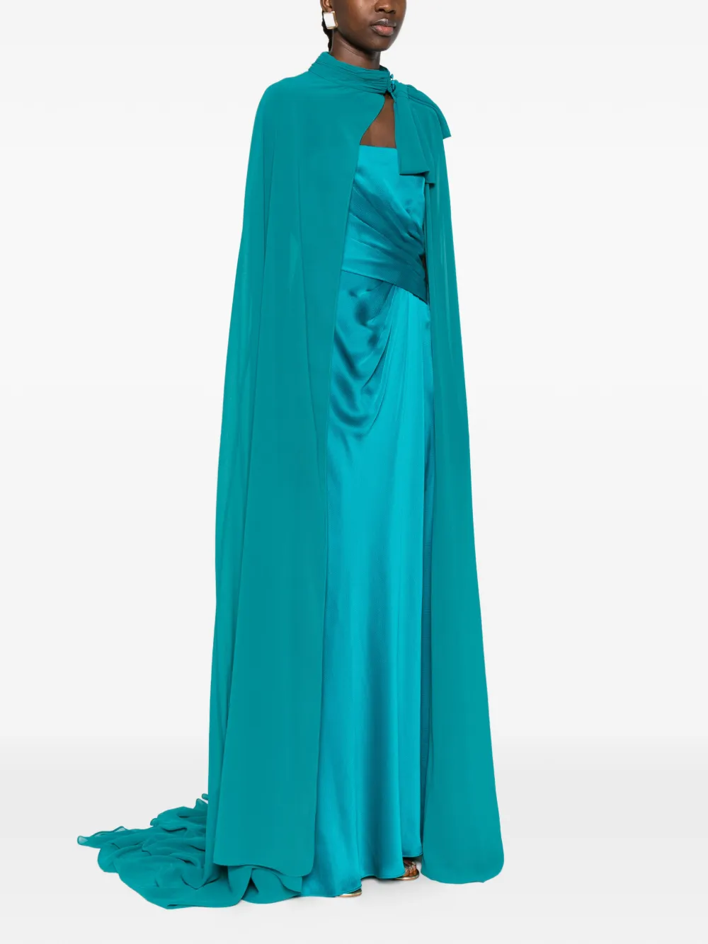  Rosa Clará Cape-effect Draped Gown - Blue 