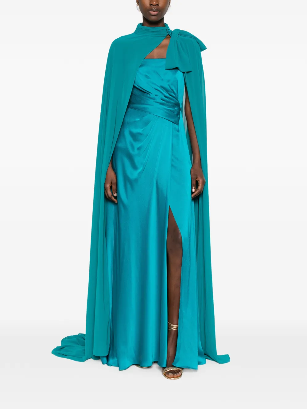  Rosa Clará Cape-effect Draped Gown - Blue 
