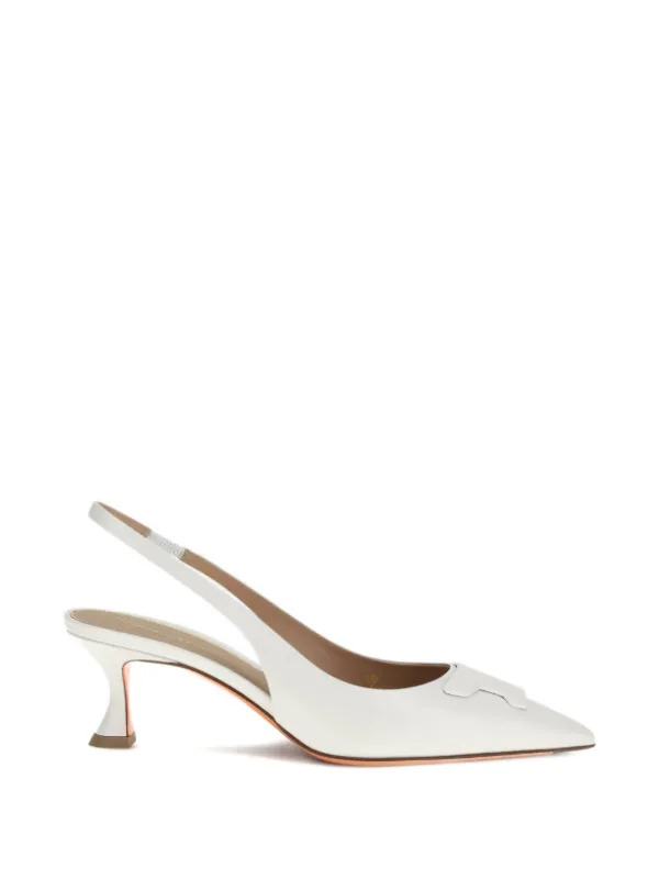 Santoni Buckle Slingback Pumps in White
