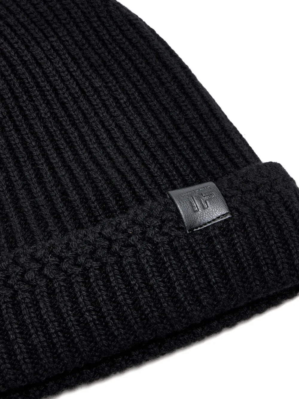  Tom Ford Ribbed Patch Beanie Hat - Black 