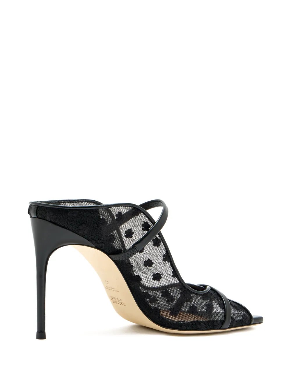 Malone Souliers floral mesh strap mules Zwart