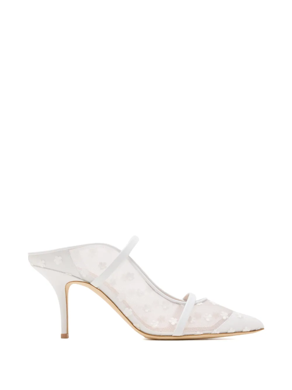 Malone Souliers Muiltjes met bloemapplicatie Wit