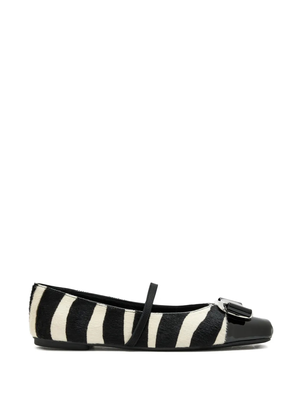 Ferragamo Vara zebra-print bow ballet flats - Nero