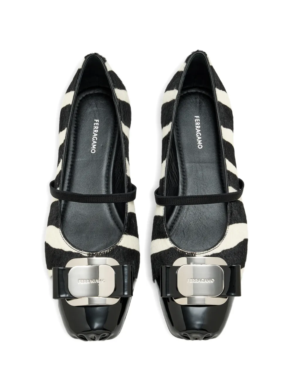 Ferragamo Vara ballerina's met zebraprint en strik Zwart