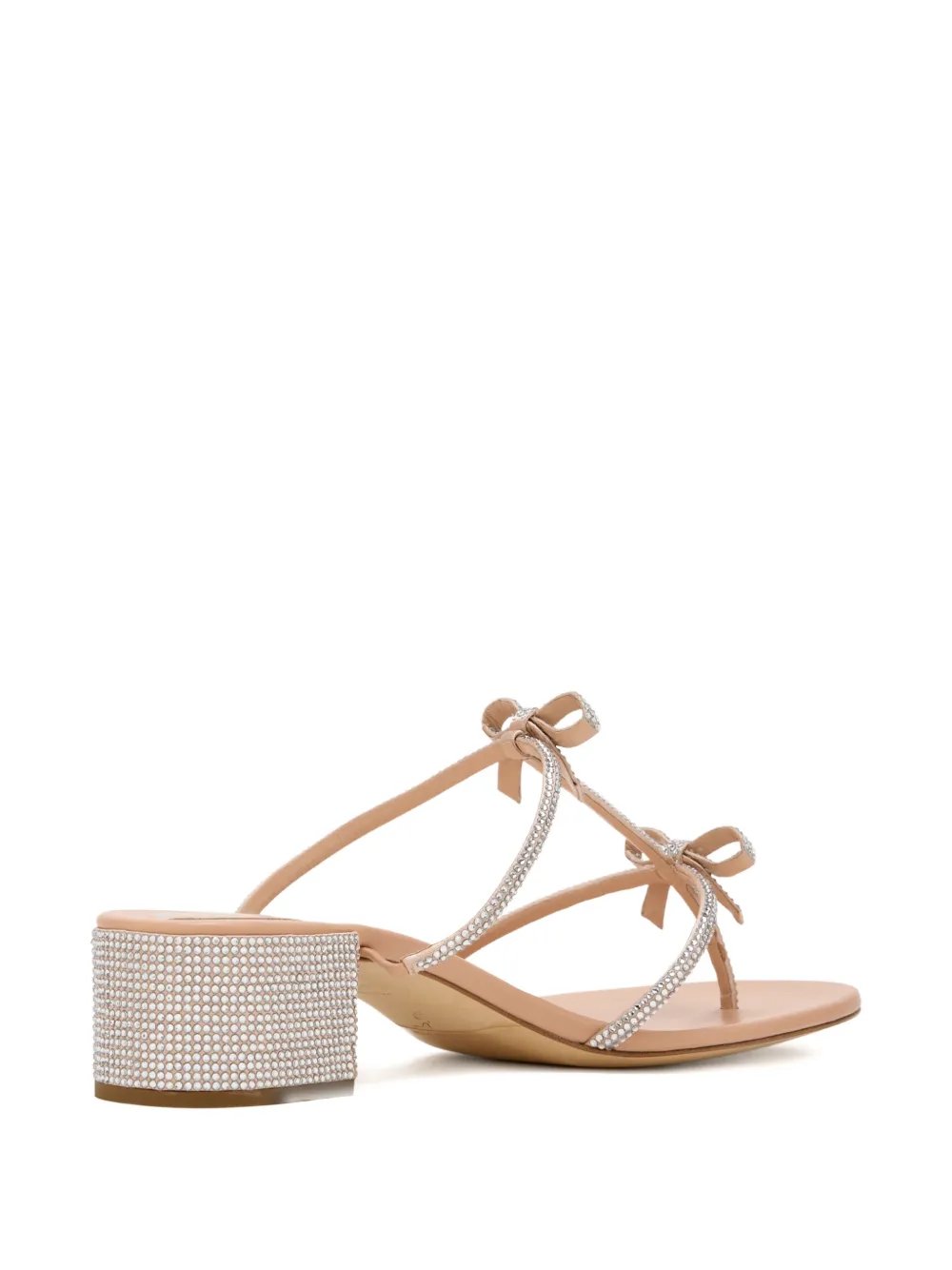René Caovilla Caterina crystal bow sandals Beige