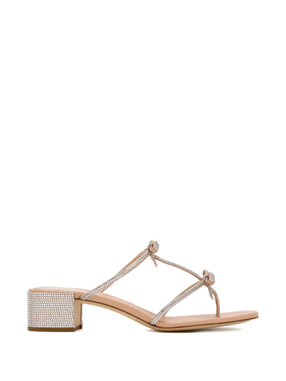 René Caovilla Caterina crystal bow sandals Beige