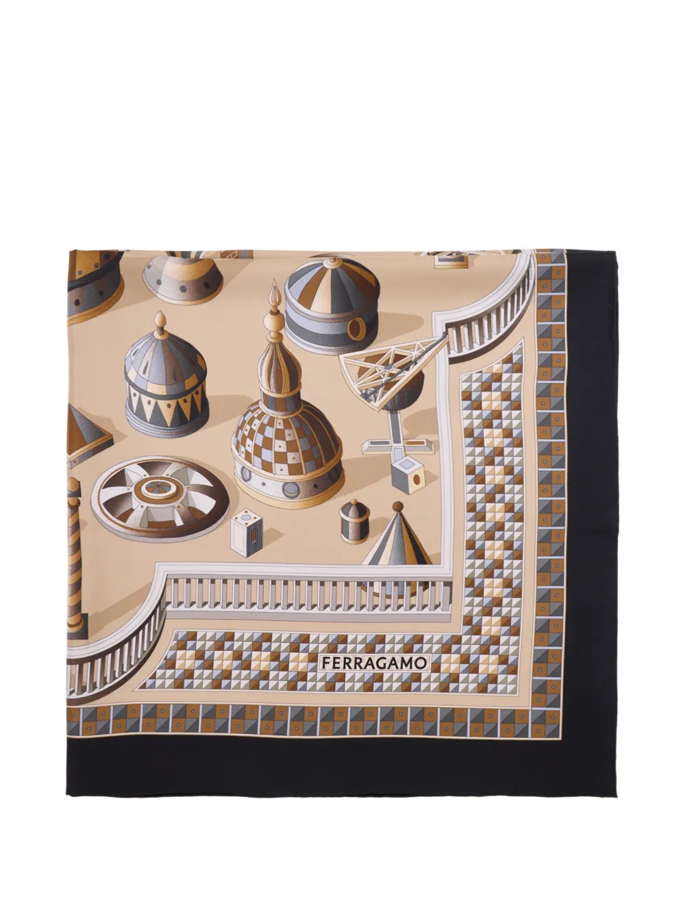 Ferragamo geometric print scarf - Toni neutri