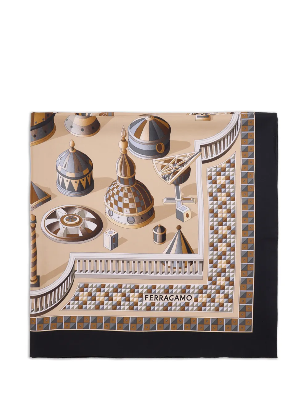 Ferragamo geometric print scarf - Toni neutri