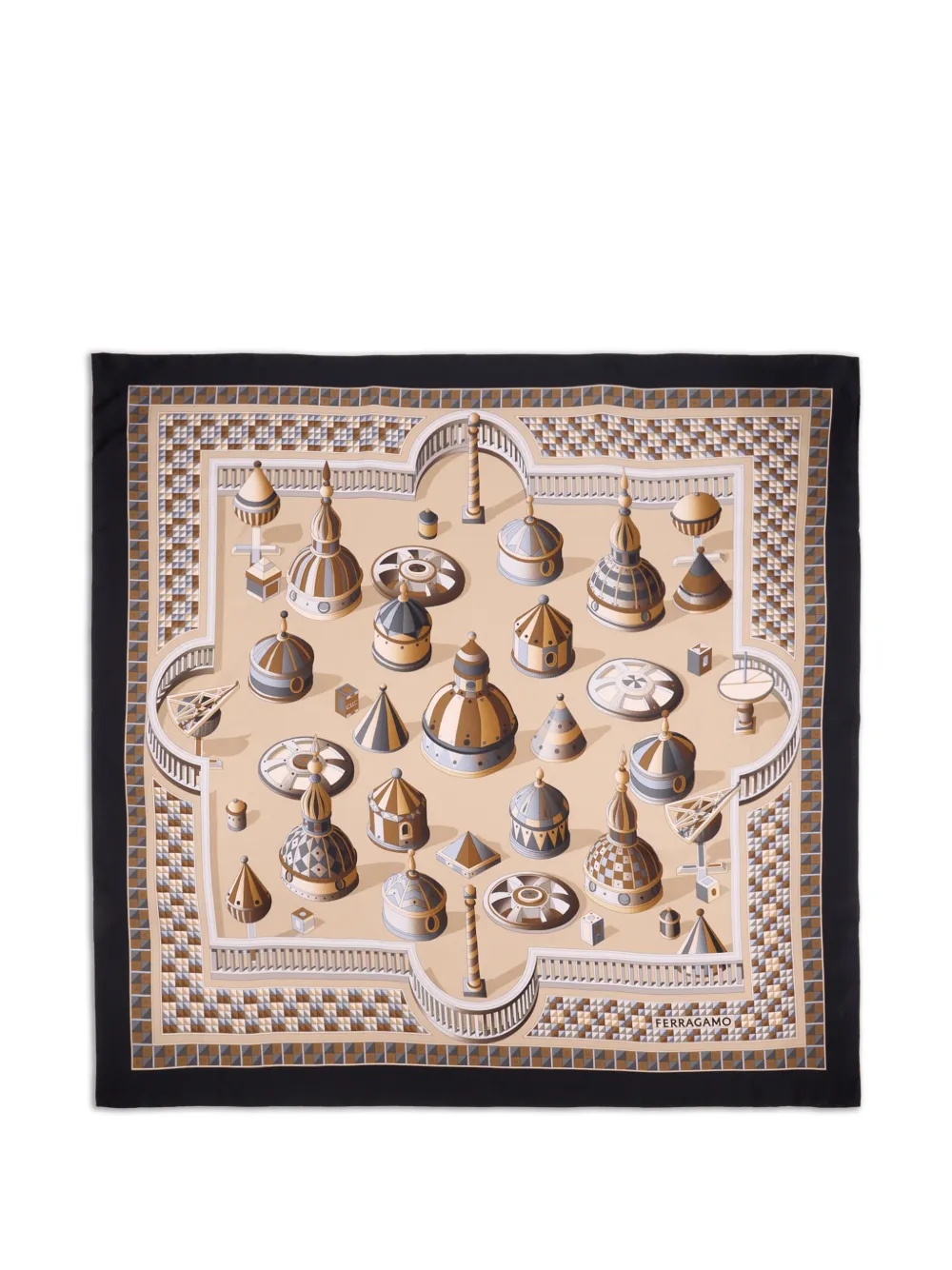 Ferragamo geometric print scarf - Toni neutri