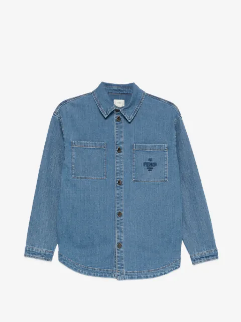 Fendi Kids logo-patch overshirt