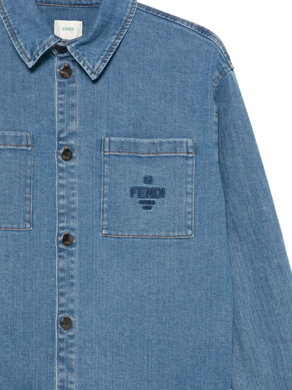  Fendi Kids Logo-patch Overshirt - Blue 