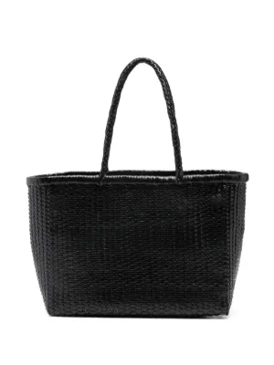 DRAGON DIFFUSION Small Triple Jump Woven Leather Tote Bag | Black