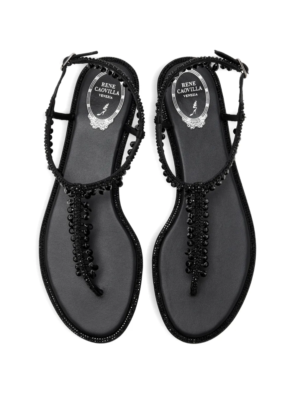 René Caovilla teardrop-beads embellished sandals Zwart
